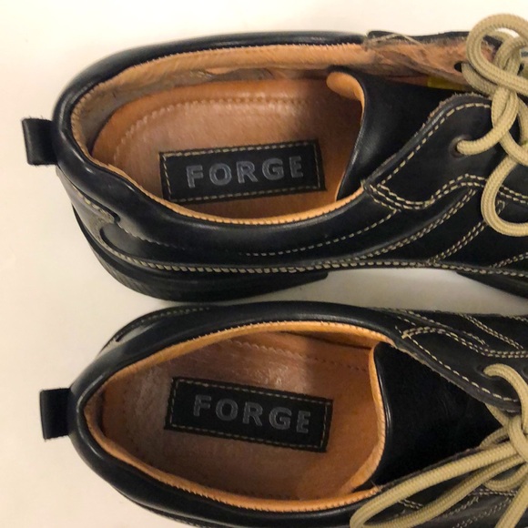 Forge 43 Men’s 10 Shoes Black Leather Upper & Lining Tan Stitch Lace Excellent - Picture 9 of 10